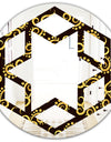Gold and Black Swirl II - Modern Round or Oval Wall Mirror - Hexagon Star