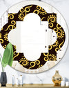 Gold and Black Swirl II - Modern Round or Oval Wall Mirror - Quatrefoil