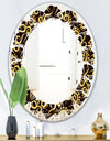 Gold and Black Swirl II - Modern Round or Oval Wall Mirror - Leaves