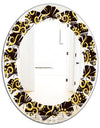Gold and Black Swirl II - Modern Round or Oval Wall Mirror - Leaves