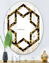 Gold and Black Swirl II - Modern Round or Oval Wall Mirror - Hexagon Star