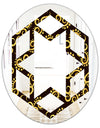 Gold and Black Swirl II - Modern Round or Oval Wall Mirror - Hexagon Star