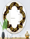 Gold and Black Swirl II - Modern Round or Oval Wall Mirror - Quatrefoil