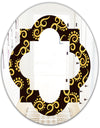 Gold and Black Swirl II - Modern Round or Oval Wall Mirror - Quatrefoil