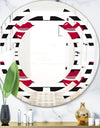 Red Lips Fashion Pattern - Modern Round or Oval Wall Mirror - Space
