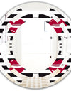 Red Lips Fashion Pattern - Modern Round or Oval Wall Mirror - Space