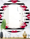 Red Lips Fashion Pattern - Modern Round or Oval Wall Mirror - Triple C