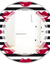 Red Lips Fashion Pattern - Modern Round or Oval Wall Mirror - Triple C