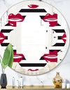 Red Lips Fashion Pattern - Modern Round or Oval Wall Mirror - Quatrefoil