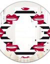 Red Lips Fashion Pattern - Modern Round or Oval Wall Mirror - Quatrefoil