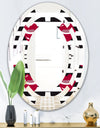 Red Lips Fashion Pattern - Modern Round or Oval Wall Mirror - Space