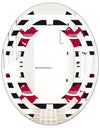 Red Lips Fashion Pattern - Modern Round or Oval Wall Mirror - Space
