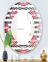 Red Lips Fashion Pattern - Modern Round or Oval Wall Mirror - Wave