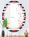 Red Lips Fashion Pattern - Modern Round or Oval Wall Mirror - Triple C
