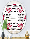 Red Lips Fashion Pattern - Modern Round or Oval Wall Mirror - Whirl