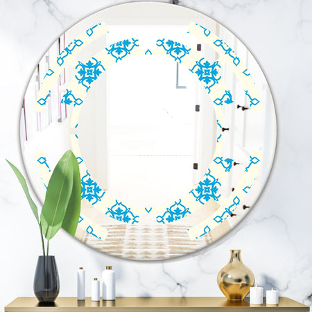 Retro Ornamental Pattern I - Modern Round or Oval Wall Mirror - Space