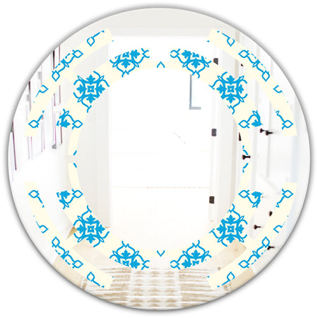 Retro Ornamental Pattern I - Modern Round or Oval Wall Mirror - Space