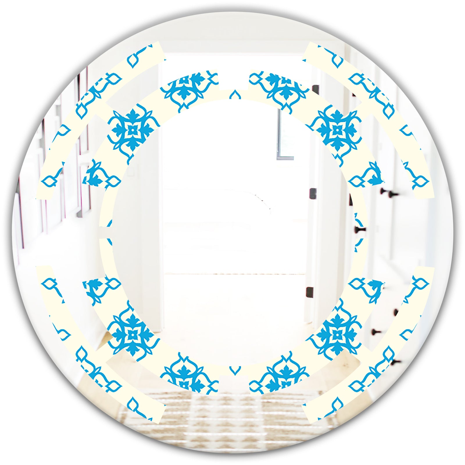 Retro Ornamental Pattern I - Modern Round or Oval Wall Mirror - Space