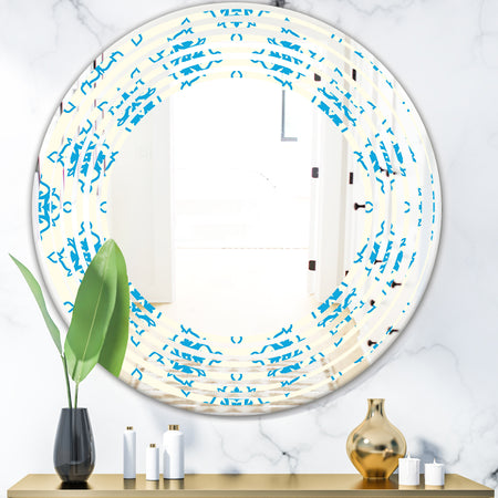 Retro Ornamental Pattern I - Modern Round or Oval Wall Mirror - Wave