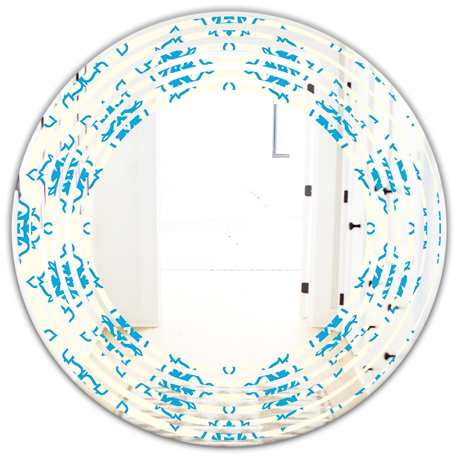 Retro Ornamental Pattern I - Modern Round or Oval Wall Mirror - Wave