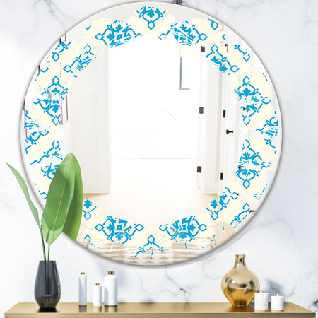 Retro Ornamental Pattern I - Modern Round or Oval Wall Mirror - Leaves