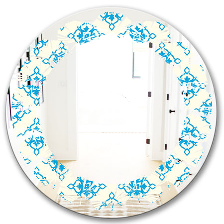Retro Ornamental Pattern I - Modern Round or Oval Wall Mirror - Leaves