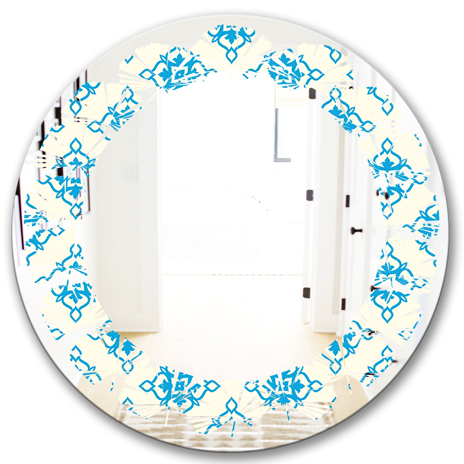 Retro Ornamental Pattern I - Modern Round or Oval Wall Mirror - Leaves