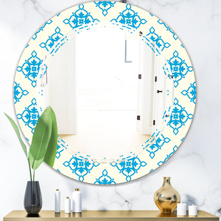 Retro Ornamental Pattern I - Modern Round or Oval Wall Mirror - Triple C