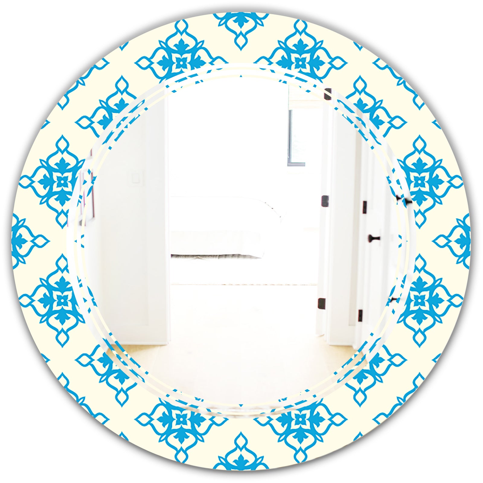 Retro Ornamental Pattern I - Modern Round or Oval Wall Mirror - Triple C