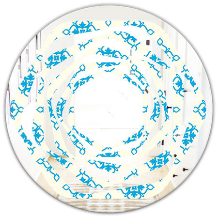 Retro Ornamental Pattern I - Modern Round or Oval Wall Mirror - Whirl