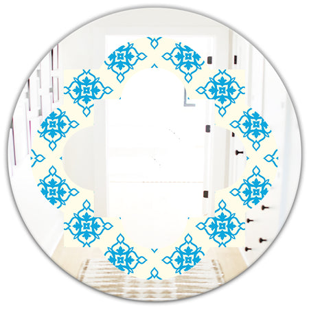 Retro Ornamental Pattern I - Modern Round or Oval Wall Mirror - Quatrefoil