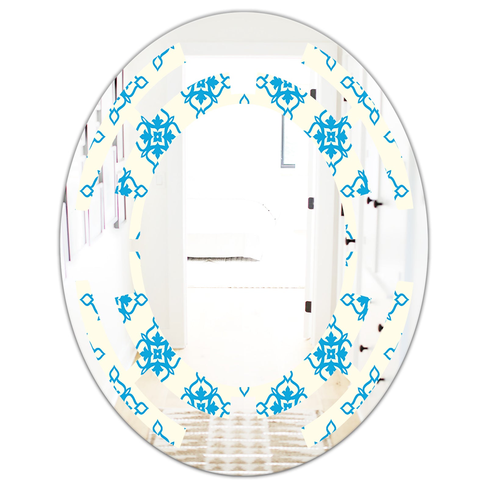 Retro Ornamental Pattern I - Modern Round or Oval Wall Mirror - Space