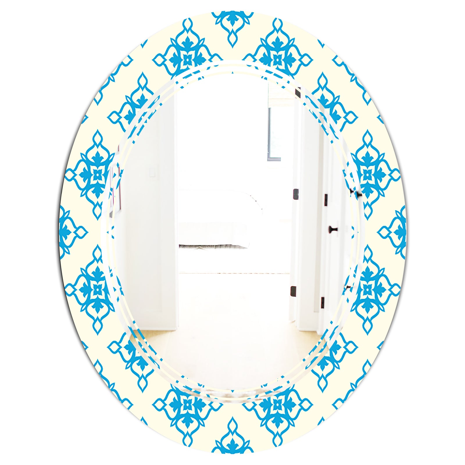 Retro Ornamental Pattern I - Modern Round or Oval Wall Mirror - Triple C