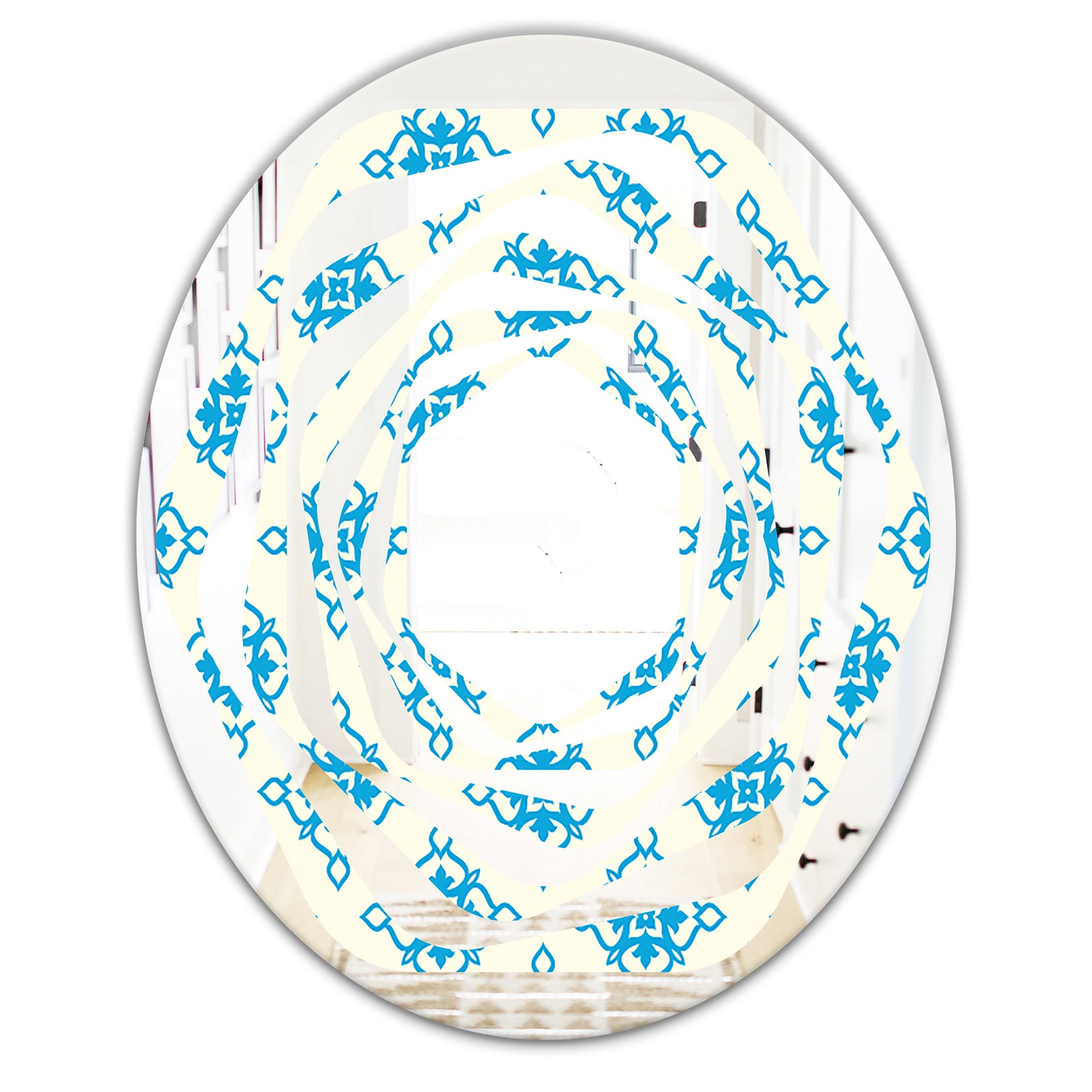 Retro Ornamental Pattern I - Modern Round or Oval Wall Mirror - Whirl