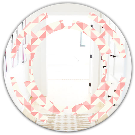 Abstract geometric pattern, patchwork quilting - Modern Round or Oval Wall Mirror - Space