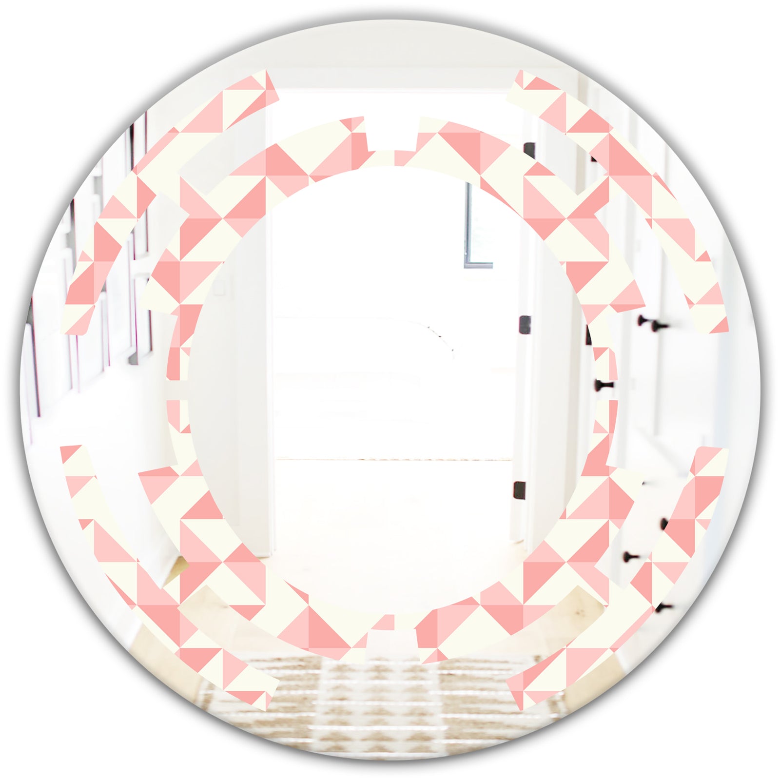 Abstract geometric pattern, patchwork quilting - Modern Round or Oval Wall Mirror - Space