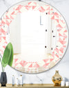 Abstract geometric pattern, patchwork quilting - Modern Round or Oval Wall Mirror - Leaves