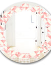 Abstract geometric pattern, patchwork quilting - Modern Round or Oval Wall Mirror - Leaves