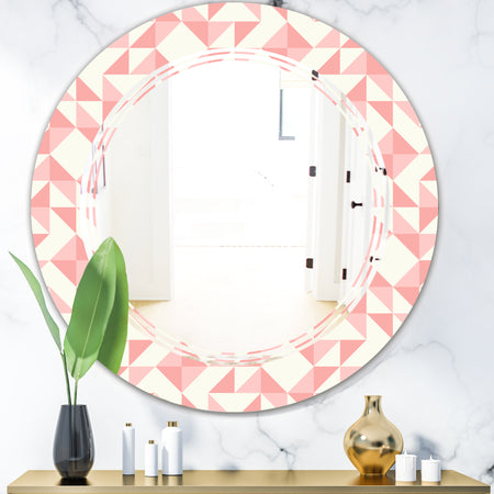 Abstract geometric pattern, patchwork quilting - Modern Round or Oval Wall Mirror - Triple C