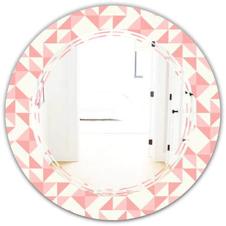 Abstract geometric pattern, patchwork quilting - Modern Round or Oval Wall Mirror - Triple C