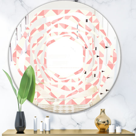 Abstract geometric pattern, patchwork quilting - Modern Round or Oval Wall Mirror - Whirl