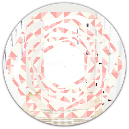 Abstract geometric pattern, patchwork quilting - Modern Round or Oval Wall Mirror - Whirl