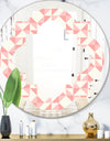 Abstract geometric pattern, patchwork quilting - Modern Round or Oval Wall Mirror - Quatrefoil
