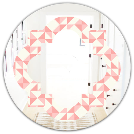 Abstract geometric pattern, patchwork quilting - Modern Round or Oval Wall Mirror - Quatrefoil