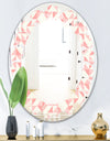 Abstract geometric pattern, patchwork quilting - Modern Round or Oval Wall Mirror - Leaves