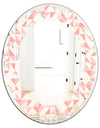 Abstract geometric pattern, patchwork quilting - Modern Round or Oval Wall Mirror - Leaves