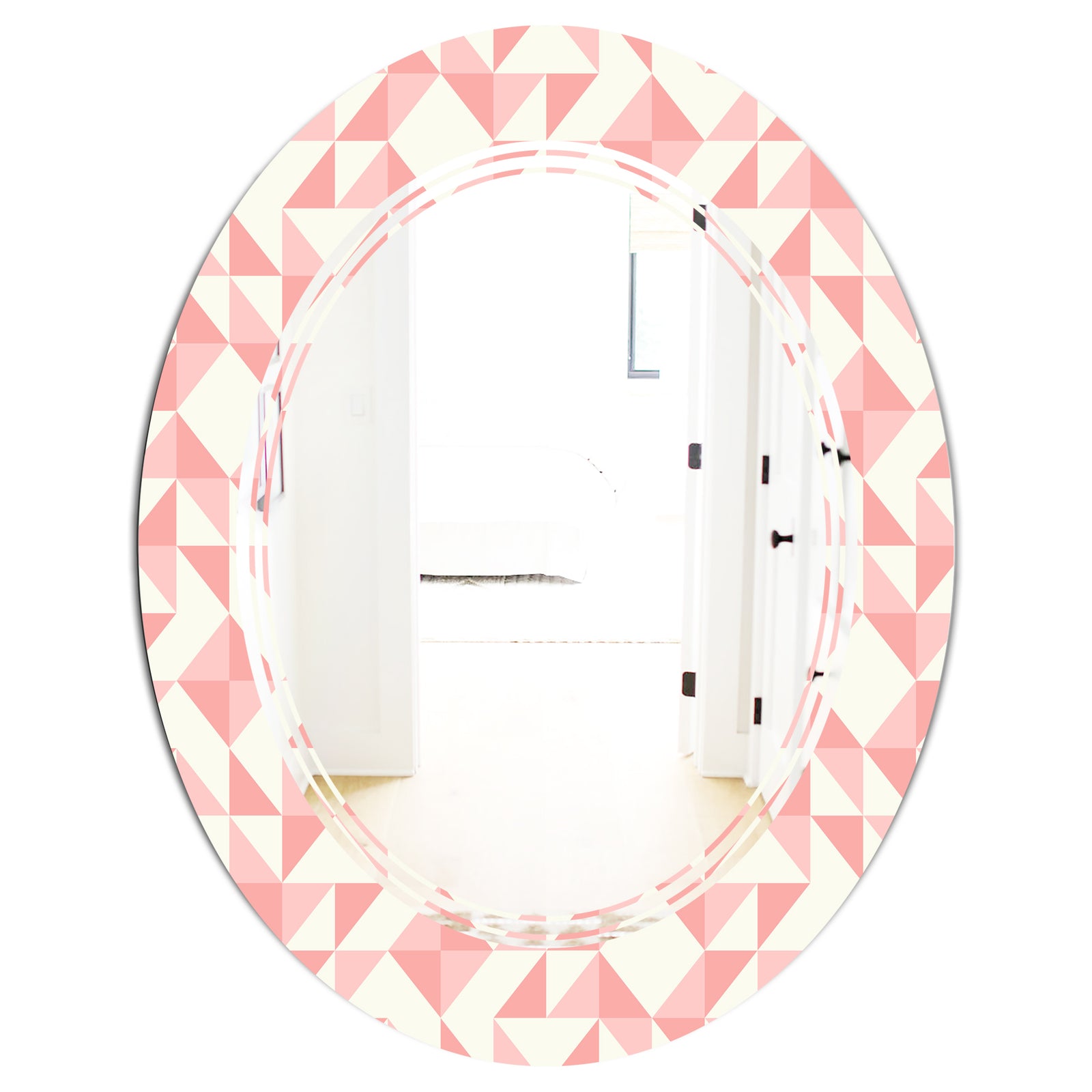Abstract geometric pattern, patchwork quilting - Modern Round or Oval Wall Mirror - Triple C