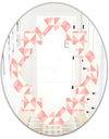 Abstract geometric pattern, patchwork quilting - Modern Round or Oval Wall Mirror - Quatrefoil