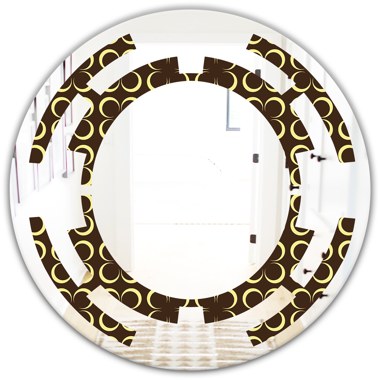 Floral Retro Pattern II - Modern Round or Oval Wall Mirror - Space