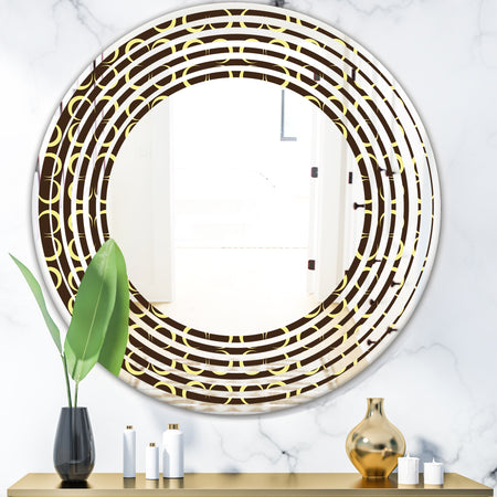 Floral Retro Pattern II - Modern Round or Oval Wall Mirror - Wave